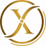 Stylized X logo in gold